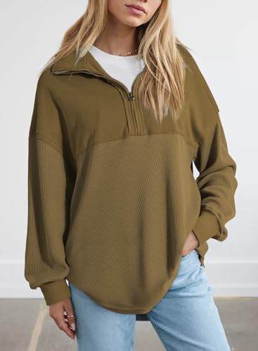 Image of SHEWIN Women Fall Sweatshirt Casual Half Zip Pullover Fall Top 2026 Clothes