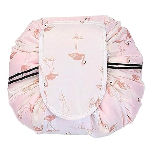 Image of Maharsh Women's Convenient and Waterproof Multifunction Portable Lazy Travel Cosmetic Storage Makeup Organizer Toiletry Bag with Drawstrings (Pink Duck)