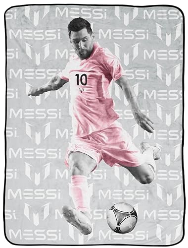 Jay Franco Kids Plush Throw Blanket Soft & Cozy Fleece Throw for Bedroom & Couch Dcor Official Licensed Product Grey - Messi 46x60 - Throw Blanket