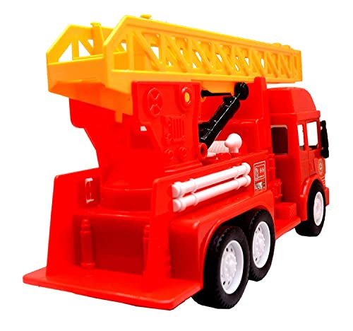 Image of Friction Powered Fire Rescue Truck Toys with Lights Siren Sound Unbreakable Fire Engine with Rescue Rotating Ladder Crane Toy for Kids Boys Girls Pull Back Vehicles (Multicolor)
