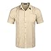 Camisa de Lino de Manga Corta para Hombre Camisas de Guayabera con Bolsillo para la Playa Cubana Camisetas Trabajo