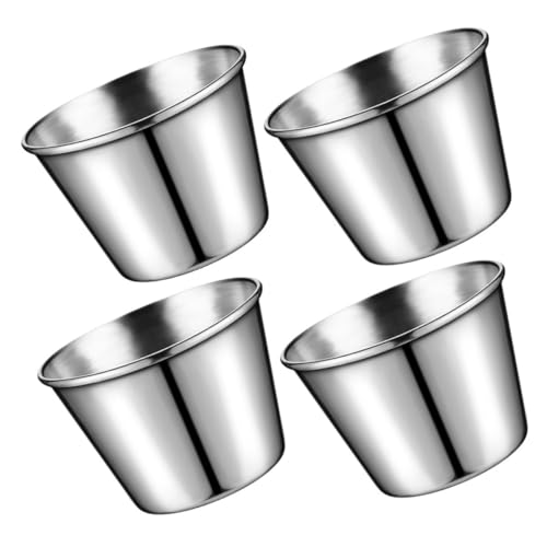 Happyyami 4Pcs Stainless Steel Sauce Cups Versatile Condiment Dishes for Ketchup Soy Sauce and Seasonings for Home Restaurants and Outdoor Gatherings