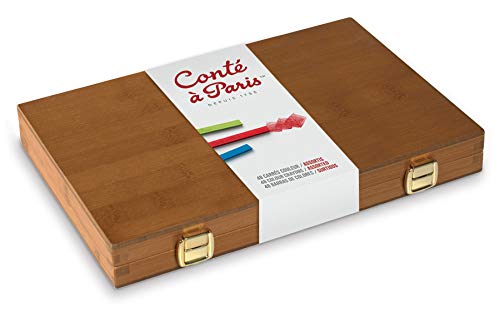 Conte A Paris Pastel Seco Caixa de Madera, Crayons Carres, 48 Cores, Pacote de 1