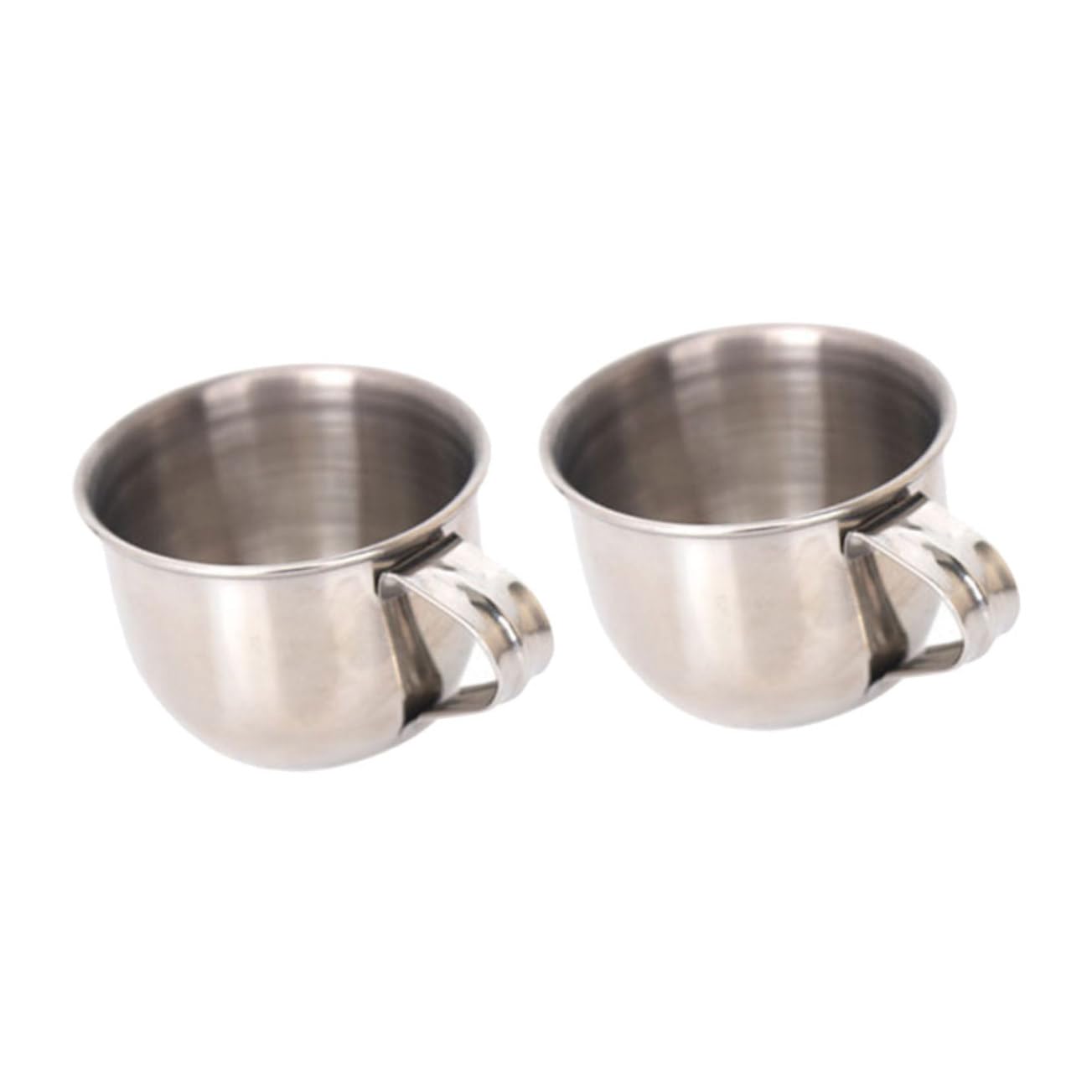 VICASKY 2pcs Stainless Steel Mini Sake Cups Rustproof Small Wine and Tea Cups with Rounded Rim Lightweight Double