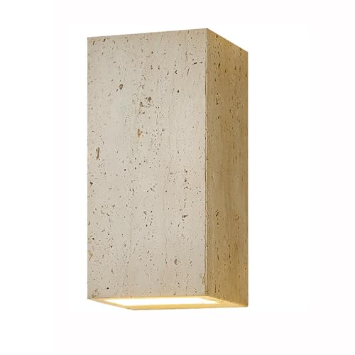 DZQWLL Applique da parete in pietra, lampada da parete vintage in travertino con paralume in marmo, apparecchio di illuminazione da parete retrò, luce di cortesia, lampada da parete per soggiorno came
