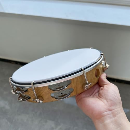 Tambourin portatif instrument percussion musical famille petit tambour main 25cm - 2