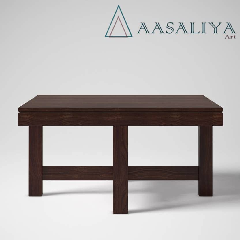Image of AASALIYA Art Solid Sheesham Wood Coffee Table with 4 Stool | Square Centre Table with Stool | Center Table with 4 Stools for Living Room | Patio Table with 4 Puffy for Home | Rosewood, Brown Espresso