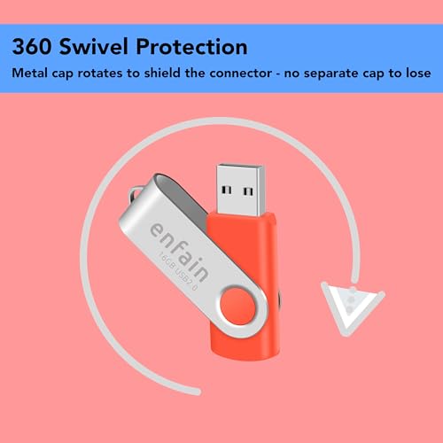Image of Enfain Red USB Flash Drive 16GB USB2.0 Memory Stick 10 PCS Thumb Drive Bulk Jump Drive Zip Drives, with Led Indicator, Plus 12 Removable Mark Labels (16 GB, Red, 10 Pack)