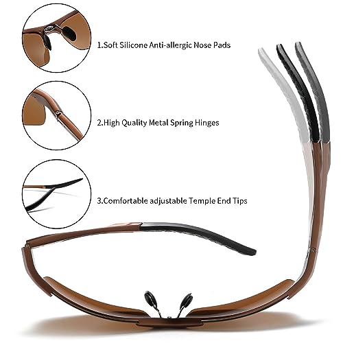 Image of grey jack Al-Mg Sports Polarized Sunglasses Classic Rectangle Half Frame Sun Glasses S8177