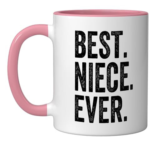 Taza de cerámica para sobrina rosa y blanca miniatura 1