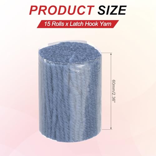 Image of MECCANIXITY 15 Rolls Latch Hook Yarn, 3mm Sea Blue Latch Hook Kit Yarn Precut Hook Rugs Making Crochet Bundles for Rug Adults Beginners Tapestry DIY Craft