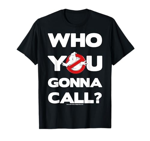 Image of Ghostbusters Who You Gonna Call Bold Text Movie Logo T-Shirt