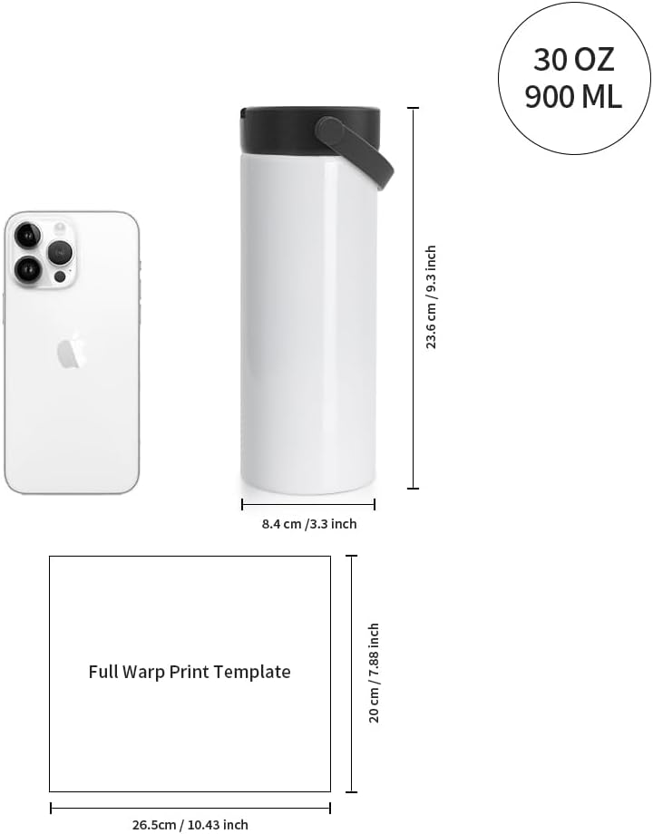 PYD Life 4 Pack Sublimation Tumblers Water Bottles 30 OZ 900 ML with Leakproof Straw Lid and Silicone Handle, Straight Stainless Steel Insulated Sublimation Blanks for Full Wrap Printing - Image 5