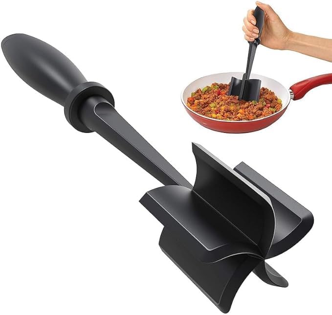 Meat Chopper, Heat Resistant Meat Masher for Ground Beef, Hamburger Meat, 5 Curve Blade Hamburger Chopping Ground Meat Smasher Ground Beef Chopper, Mix and Chop Kitchen Tool