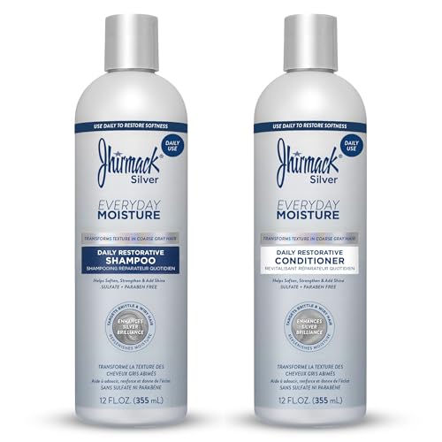 Jhirmack Silver Everyday Moisture Daily Restorative Shampoo and Conditioner Set | For all types of Silver, Grey, and White Hair | 12 fl oz each
