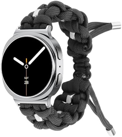 Lorheyar Stainless Steel Straps Compatible with Samsung Galaxy Watch 9/8 40 44mm Classic 46mm, Sports Strap Nylon Woven Replacement Bands Compatible with Watch 9/8 Black,1
