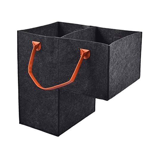 MZSYLK Cestino per scale con manici, pieghevole a forma di L, organizer per scale, in feltro, grande, cestino per riporre le scale, per biancheria, giocattoli, articoli per la casa (nero)