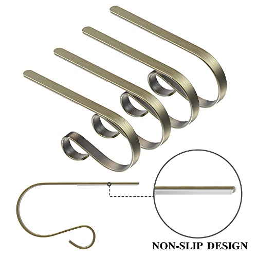 Kogostar Christmas Stocking Holder For Mantle Set Of 4, Non-Slip Christmas Stocking Hangers For Fireplace Mantle, Multi-Uses Adjustable Mantle Clip Holder Hanger #TOP1