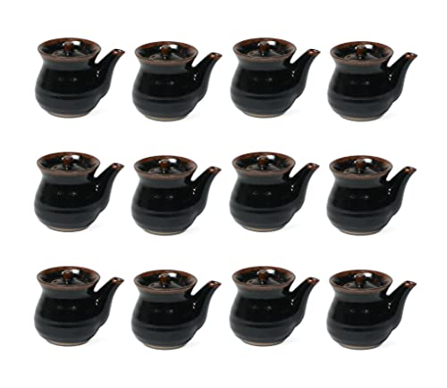 Japanbargain 2734, Soy Sauce Dispenser Traditional Japanese Tenmoku Pottery Shoyu Bottle Pot Mini Teapot, Made In Japan, 8 Oz, Black, Pack Of 12 #TOP29