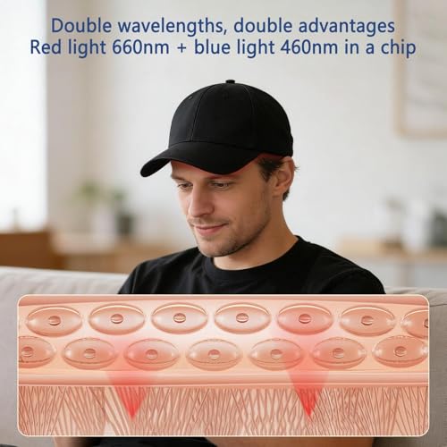 Dispositif repousse cheveux LED pour stopper l'affinement capillaire avec le bonnet rouge