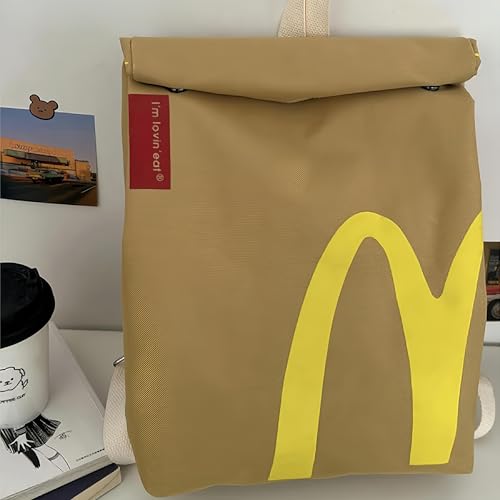 Acfigure Lustiger Retro-Rucksack, große Kapazität, niedliche Persönlichkeit, Pseudo-echte Papiertüte, Schulrucksack, geeignet für Studenten, Arbeit, Reisen und andere Funktionen, braun, One size