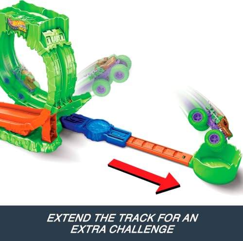 Hot Wheels Monster Trucks Mutant Chaos, Chaos Loop Challenge Playset | Track Set with 1:64 Scale Wreckin’ Wolf Truck & 4-Ounce Container of Reusable Slime, 2 Ways to Play - image 6
