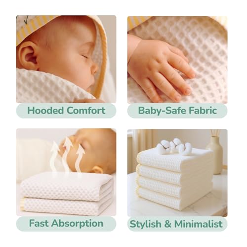 Image of TIDY SLEEP Waffle Design Baby Bath Towel - Ultra Soft, Highly Absorbent Whimsy Magic