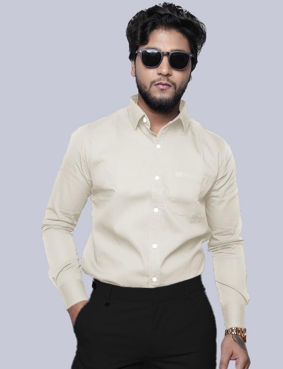 Image of Men's Slim Fit 100% Cotton Solid Full Sleeve Shirt | Premium Casual & Formal Wear for Men