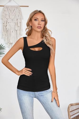VICHYIE Womens Summer Cutout Tank Tops Sleeveless Shirts Ribbed Tanks Slim Fitted Y2K Sexy Basic Tee Shirt3