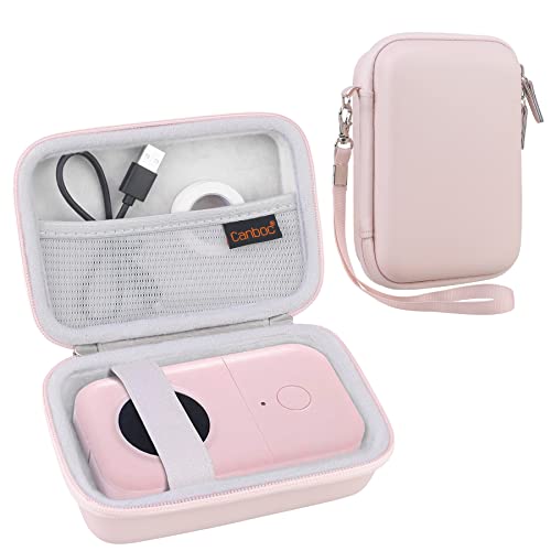 Canboc Hard Case For Phomemo D30 D35/Memoking D30/Niimbot D11 Label Maker, Portable Thermal Bluetooth Mini Label Printer Storage Bag, Mesh Bag Fit Label Paper Tape And Cable, Pink #TOP7