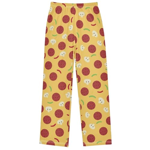 Boy's Pants Pizza Toping Pattern Jogger Pants Elastic Waist Long Bottoms Trousers with Pockets 6-14 Years