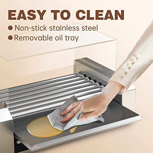 Wantjoin Hot Dog Grill Machine, Commercial Electric Hot Dog Roller Sausage Machine Hot-Dog Grill (7 Rollers With Cover,Stainless Steel) #TOP3