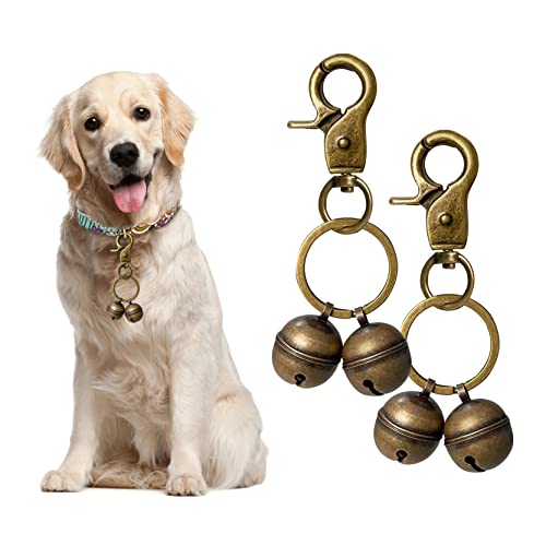 Bear Bells For Dogs 2-Pack Extra Loud Dog Collar Bells - Anti-Loss Pet Tracker For Hiking & Walking (Silver) Dog Bell Collar