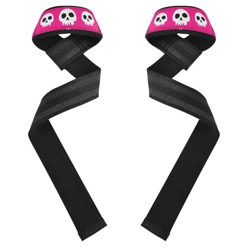 STAYTOP Cute Skull Wrist Straps for Weightlifting,Lifting Straps with Neoprene Cushioned Wrist Padded and Anti-Skid Silicone for Strength Training,Bodybuilding,Deadlifting