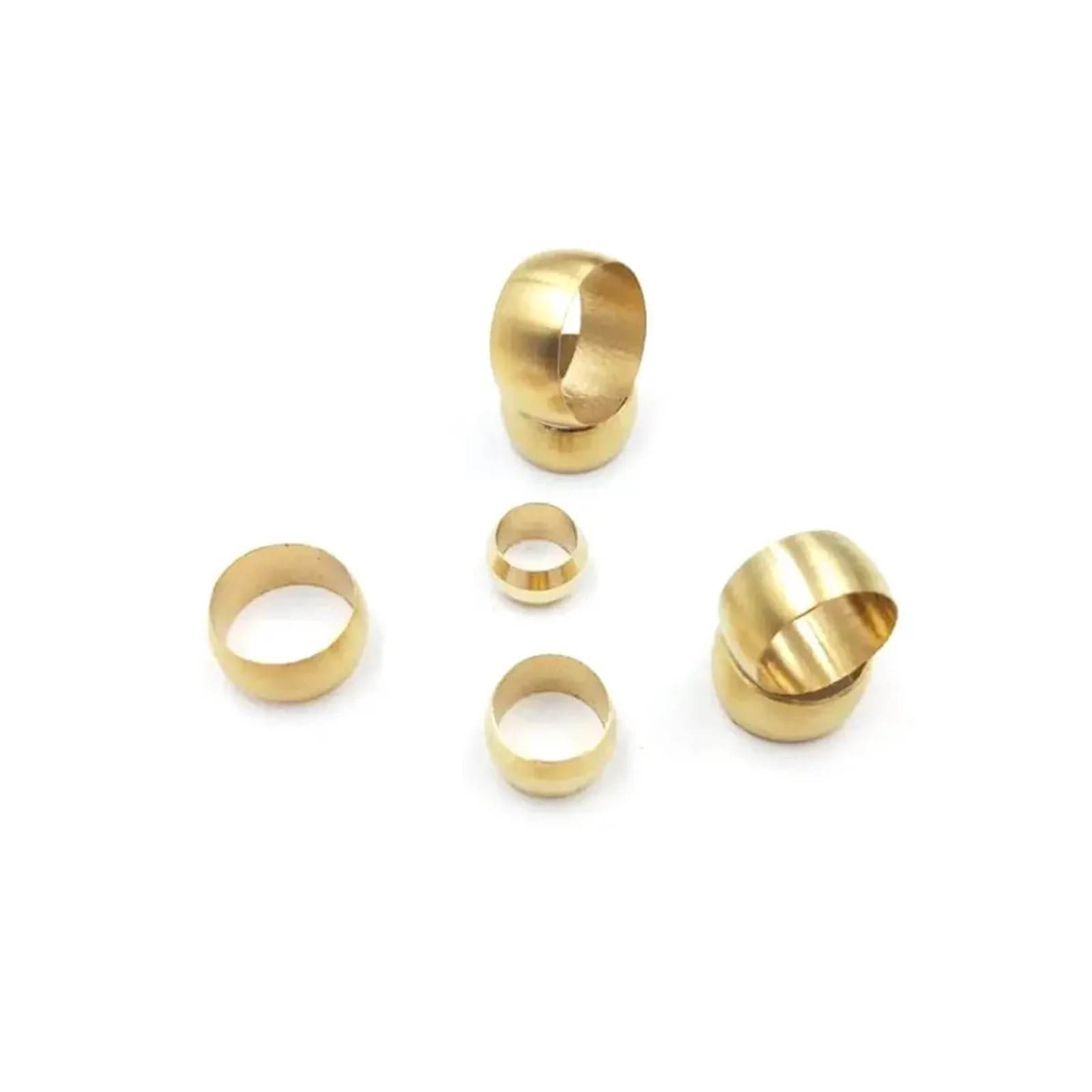 Manchon en laiton for Tube O/D de 3/4/5/6/8/10/12/14/15/16/18/20mm, manchon de raccord pneumatique à Compression d'air, bague de virole(6mm 50pcs)