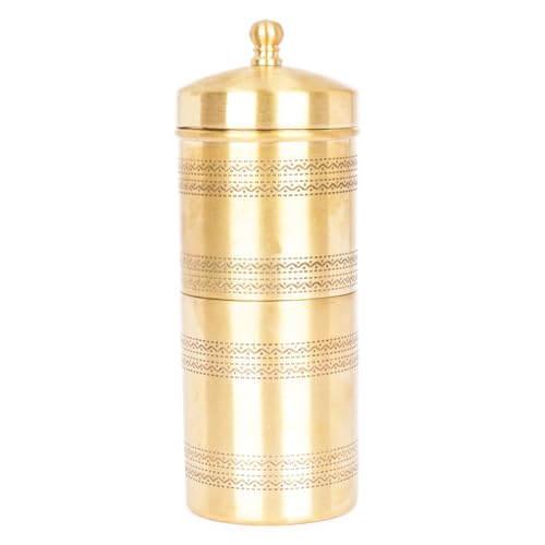 Image of KCL Brass Traditional South Indian Filter Coffee Maker for Home & Office, Drip Coffee Brewer with Antique Golden Finish, Kaapi Drip Decoction Maker - 300ml