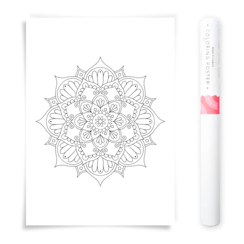 Poster créatif mandala floral 50x70 cm pour un atelier de coloriage DIY relaxant au salon