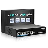 6 Port 2.5Gb PoE Switch Unmanaged with 4 Port 2.5G Base-T PoE+@56W + 2 x 10G RJ45 Uplink, NICGIGA 6...