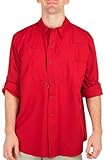 Reel Legends Mens Saltwater II Long Sleeve Fishing Shirt Large Chinese red