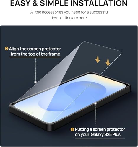 Image of Mr.Shield Screen Protector for Samsung Galaxy S25 Plus and S24 Plus, 9H Hardness Tempered Glass Screen Guard, Military Grade Shatterproof, Easy Installation Tray, HD Clarity, Case-Friendly [2 Pack]