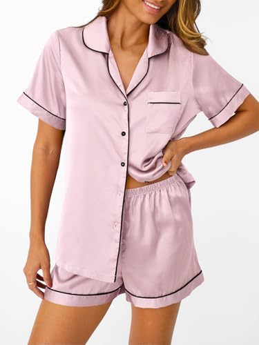 Image of LILLUSORY 4Pcs Women Silk Pajama Set Summer 2025 Satin Pjs 2 Piece Suit Lounge Scrunchies Lady Sleepwear Matching Clothing