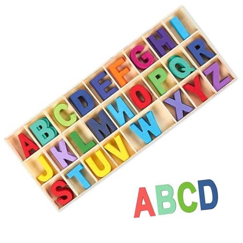 130 Stück Holzbuchstaben, Handwerk Holz Buchstaben, Großbuchstaben A-Z, Kinder Holz Alphabet Buchstaben für Kunsthandwerk DIY
