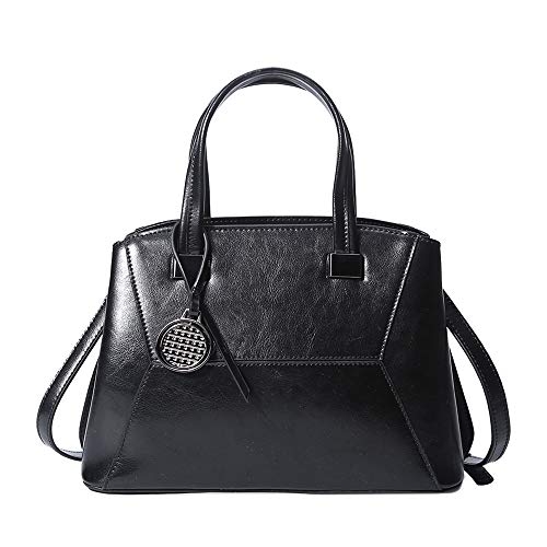 Coolives Bolso de mano con Bandolera per Mujer Pequeña Bolsos de Hombro en Cuero Negro
