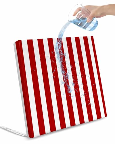 2 Pack Red White Stripe Waterproof Cushion Covers with Ties