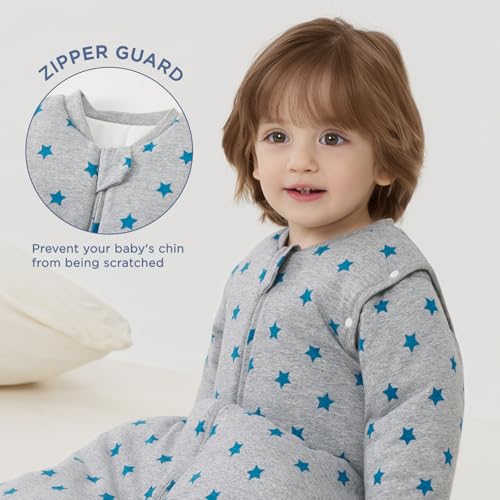 Image of Duomiaomiao 3.5 TOG Baby Sleep Sack 100% Cotton Winter Long Sleeve Baby Wearable Blanket, Super Warm Quilted Comfy Toddler Sleeping Bag