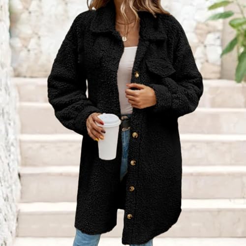 Womens Winter Coats Casual Lapel Long Sleeve Fleece Faux Fur Jacket Fuzzy Sherpa Jackets Oversized Fashion Coat Outfit2