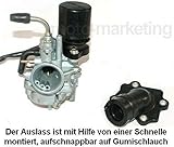 EIN NEUER ____ VERGASER 17,5mm OFFEN ! ____ mit AUTOMATISCHEN CHOKE ____ Bei Vergaser SPORT ist der Durchschnitt bei Innendurchmesser vergrößert!!! ____ Der Außendurchmesser des Luftauslasses – 24mm ____ Der Außendurchmesser des Lufteinlasses – 35mm ____ Dieser Vergaser Erhöht die Leistung sogar bei einem Standard Zylinder. ____ Ergänzt perfekt den Tuning für Sport Zylinder mit erhöhten Hubraum. ____ Vergrößerte Innenkanäle ermöglichen eine höhere Leistung des Motors, dank dessen die
