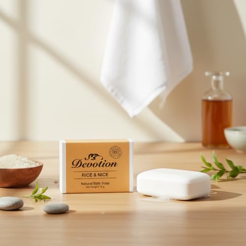 Image of Devotion Rice & Nice Natural Bath Soap - Pack of 6 | 75g Each | Moisturizing, Natural Ingredients for Soft Skin