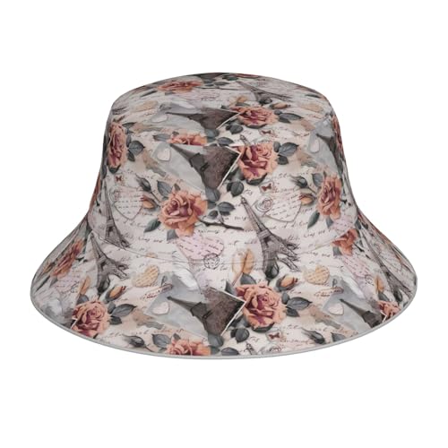YYHHAOFA Flower Paris Torre Eiffel - Sombrero reflectante para hombre y mujer, para viajes, camping, senderismo, color negro