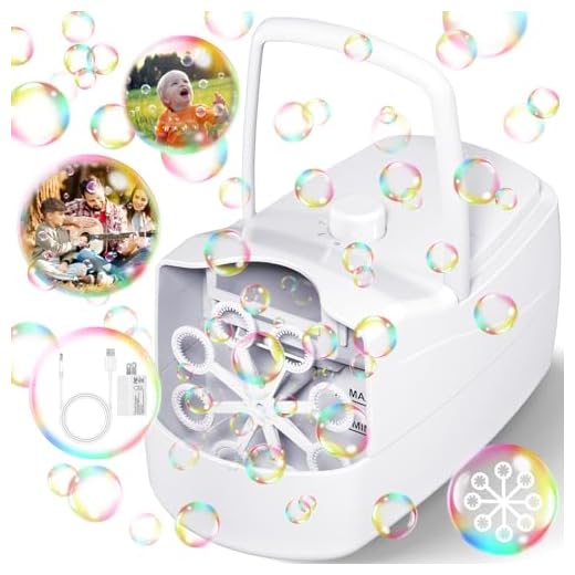 Bubble Machine, Automatic Bubble Blower Electronics Bubble Maker for Kids 10000+ Bubbles Per Minute with 2 Speeds, 8 Wands,Plug-in or Batteries Bubbles Toy for Outdoor/Indoor Party Birthday (White)